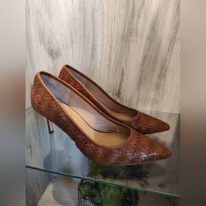 Lauren Ralph Lauren Brown Woven Pointed-Toe Pumps Size 7.5